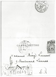 Enveloppe avec dessins de Stéphane Mallarmé à Méry Laurent, 1890 - Stephane Mallarme